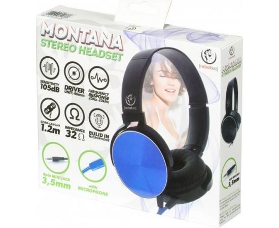 REBELTEC MONTANA BLUE HEADPHONES (MICROPHONE)