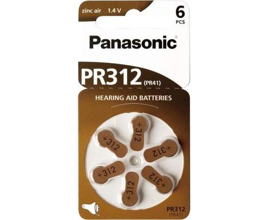 Panasonic батарейка для слухового аппарата PR312L/6DC