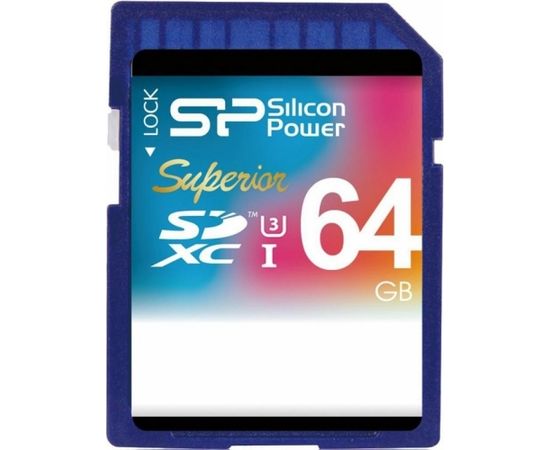 Silicon Power карта памяти SDXC 64GB Superior UHS-I U3