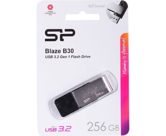 Silicon Power Blaze B30 USB flash drive 256 GB USB Type-A 3.2 Gen 1 (3.1 Gen 1) Black, Silver