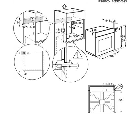 Electrolux EOC6H76X cepeškrāsns - metāls/melns termoz., vadotnes