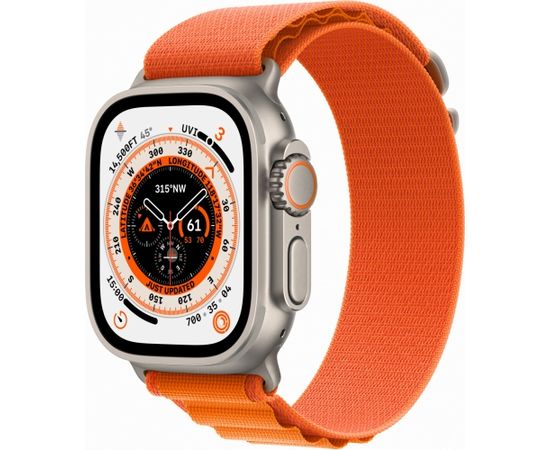 Apple Watch Ultra GPS + Cellular, 49mm Titanium Case with Orange Alpine Loop -Medium,Model A2684