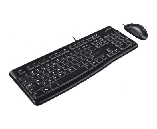 Logitech Desktop MK120 keyboard Mouse included USB QWERTY UK International Black