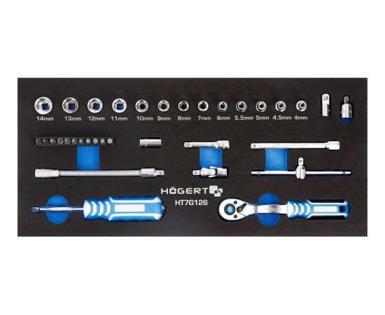 Instrumentu komplekts 1/4" (4-14mm) 34daļu, Hogert