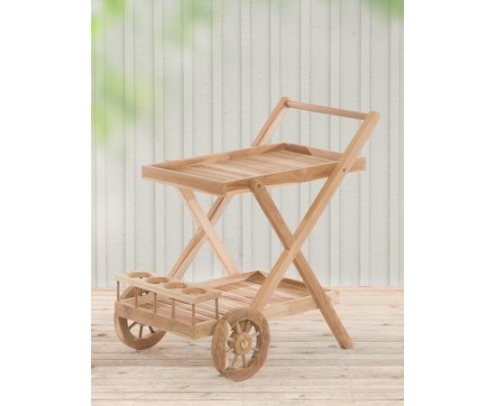 4Living Servēšanas ratiņu tīrkoks Žurnālu un kafijas galdiņi