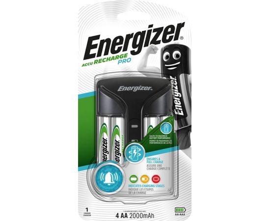 Energizer Pro ACU HR6 POW battery charger + 2 AA 2000 mAh batteries