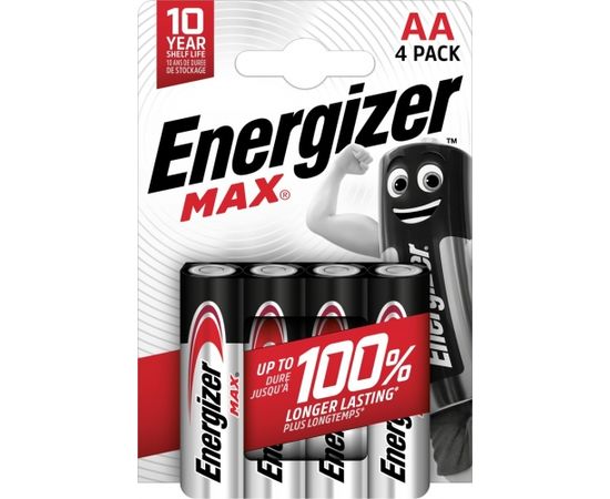 ENERGIZER ALKALINE BATTERIES MAX AA LR6, 4 PIECES, ECO PACKAGING