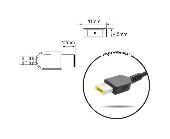 notebook charger mitsu 20v 2.25a (prostokątny 11.0x4.5 pin - Yoga) - lenovo