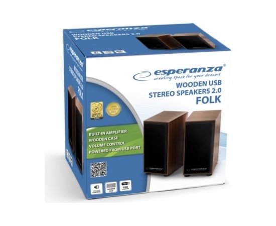 Esperanza 2.0 FOLK speaker set 2.0 channels 6 W Wood