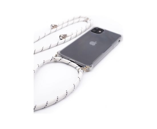 Evelatus  
       Samsung  
       A30s Case with rope White Stripes 
     Transparent