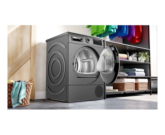 Bosch WQG245ARSN A++ 9kg Steam Black Veļas žāvētājs