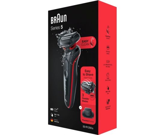 Braun 51-R1200s Black/Red bārdas skuveklis