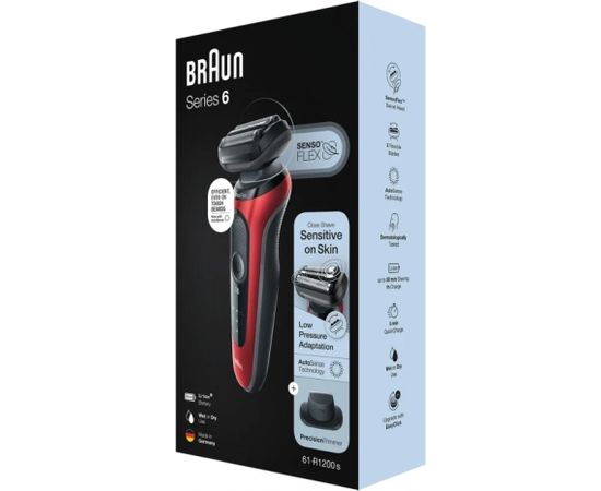 Braun 61-R1200s Red/Black bārdas skuveklis