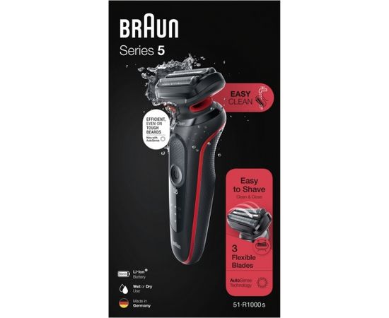 Braun 51-R1000s Black/Red bārdas skuveklis