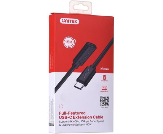 UNITEK EXTENSION CABLE USB-C 10GBPS,4K60HZ,PD,1,5M