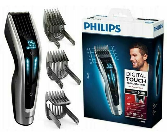 Philips Hairclipper series 9000 hair clipper HC9450/15 Titanium blades 400 length settings 120mins cordless use/1h charge / HC9450/15