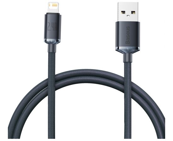 Baseus Crystal kabelis USB to Lightning 2.4A 1.2m melns