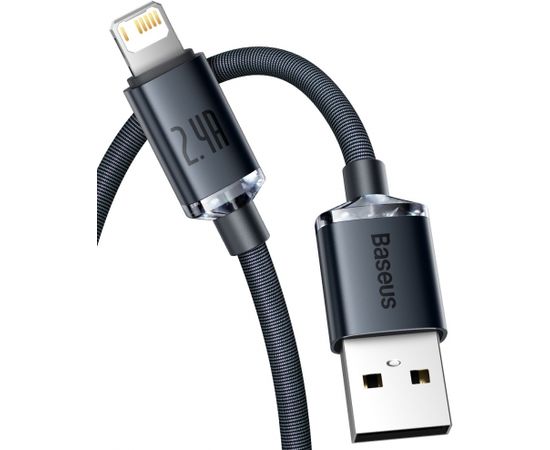 Baseus Crystal kabelis USB to Lightning 2.4A 1.2m melns