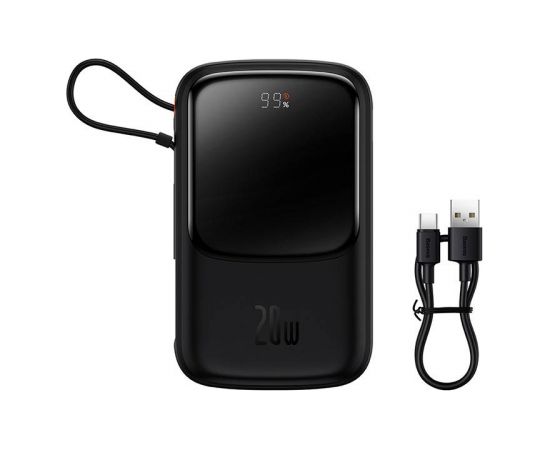 Powerbank Baseus Qpow Pro with Lightning cable, USB-C, USB, 10000mAh, 20W (black)