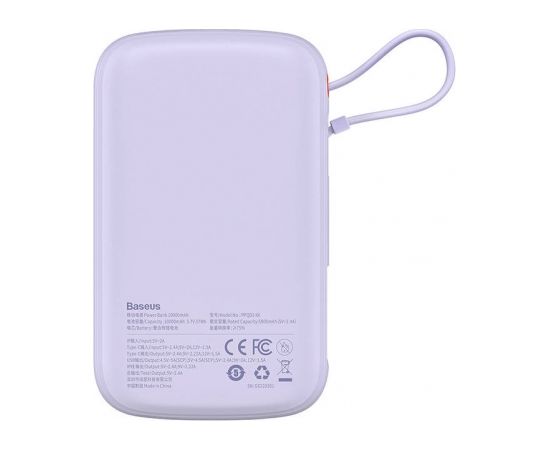 Powerbank Baseus Qpow Pro with Lightning cable, USB-C, USB, 10000mAh, 20W (purple)