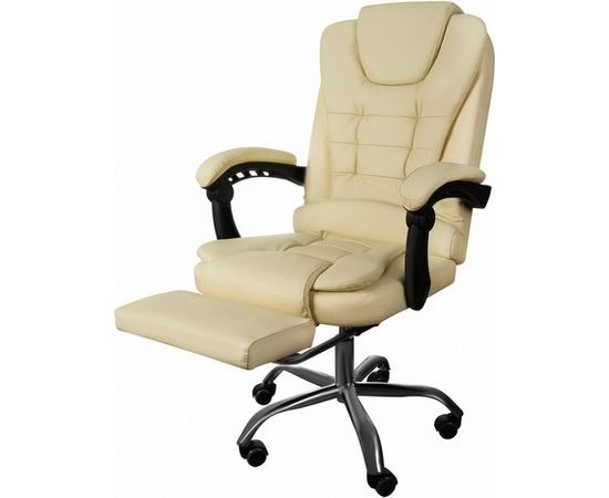 Malatec Office chair with a footrest, eco leather - white (15568-uniw)