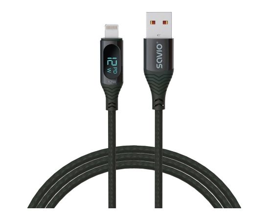 SAVIO USB - Lightning cable with display, CL-173, 1 m, black