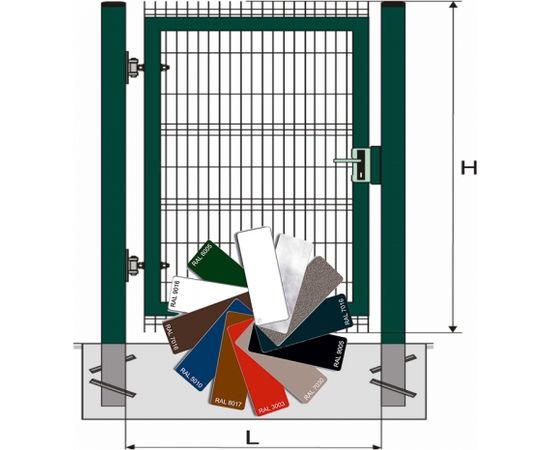 Vārti 3D H1,23*W1,0m 1-V RAL? Заборы