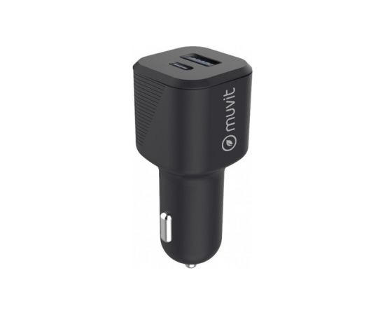 Car Charger PD USB 20W+ QC 3.0 18W By Muvit Black