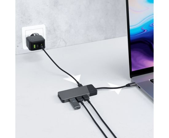 GREEN CELL HUB USB-C ADAPTER GC CONNECT 7W1 (3XUSB 3.1, HDMI 4K 60HZ, USB-C PD 85W, MICROSD/SD)