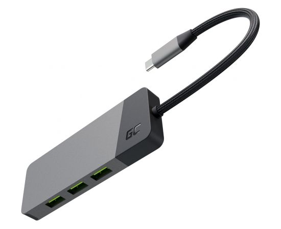 GREEN CELL HUB USB-C ADAPTER GC CONNECT 7W1 (3XUSB 3.1, HDMI 4K 60HZ, USB-C PD 85W, MICROSD/SD)