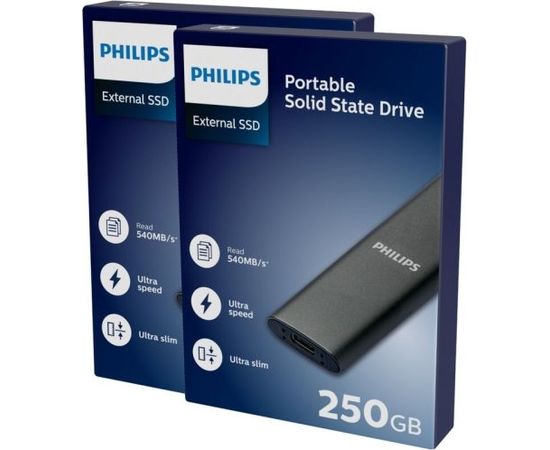 Philips External SSD 250GB Ultra speed Space grey