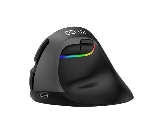 Wireless Vertical Mouse Delux M618Mini BT+2.4G RGB 4000DPI (black)