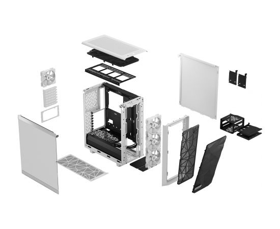 Fractal Design Meshify 2 Compact - Mid tower - ATX - no power supply (ATX) - white TG clear tint - USB/Audio