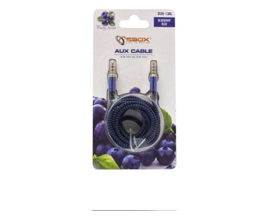 Sbox AUX Cable 3.5mm to 3.5mm fruity blue 3535-1.5BL