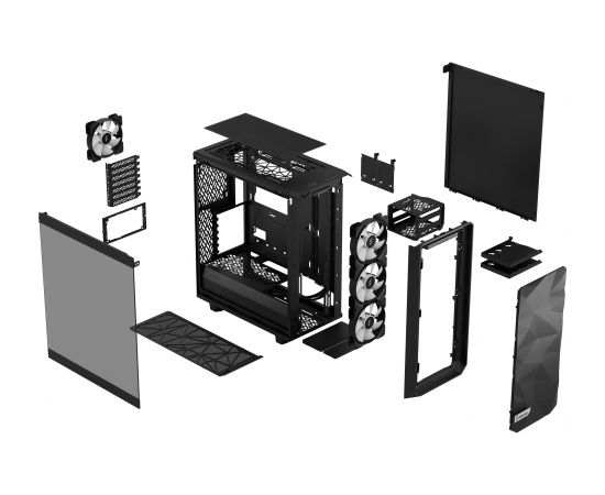 Fractal Design Meshify 2 Compact Lite RGB Black TG Light, Mid-Tower, Power supply included No