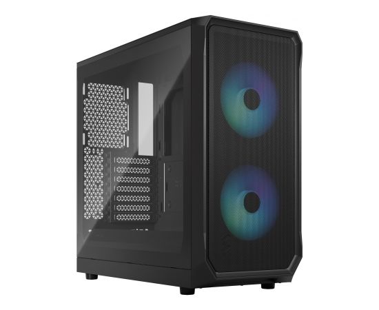 Fractal Design Focus 2 RGB Black TG Clear Tint, Midi Tower, Power supply included No