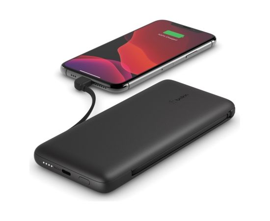 Belkin BOOST CHARGE Plus Power Bank 10000 mAh, Integrated LTG and USB-C cables, Black, 18 W