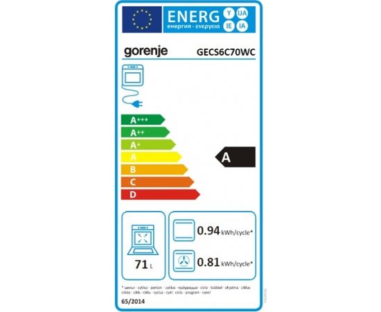 Gorenje GECS6C70WC Elektriskā plīts 60cm