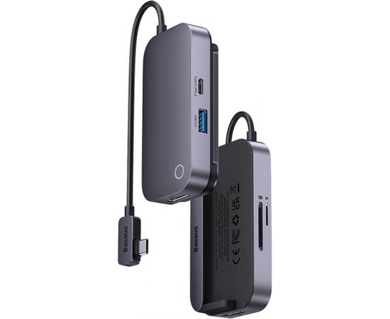 Hub 6in1 Baseus PadJoy Series USB-C to USB 3.0 + HDMI + USB-C PD + jack 3.5mm + SD/TF (Grey)