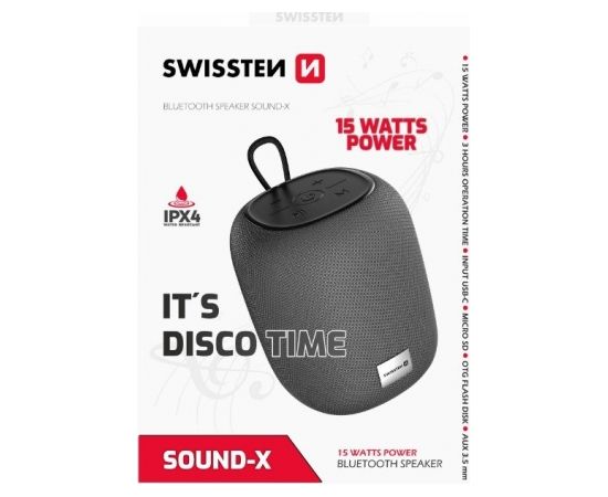 Swissten SOUND-X Bluetooth Portatīvs Bezvadu Skaļrunis USB / Micro SD / 15W / AUX