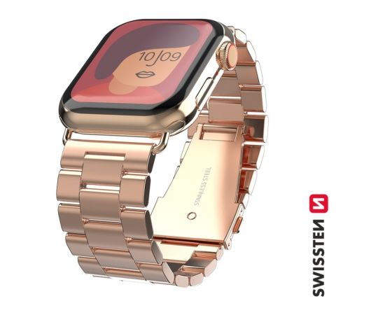 Swissten Металлический ремешок для Apple Watch 1/2/3/4/5/6 / SE / 42 мм / 44 мм / золотая