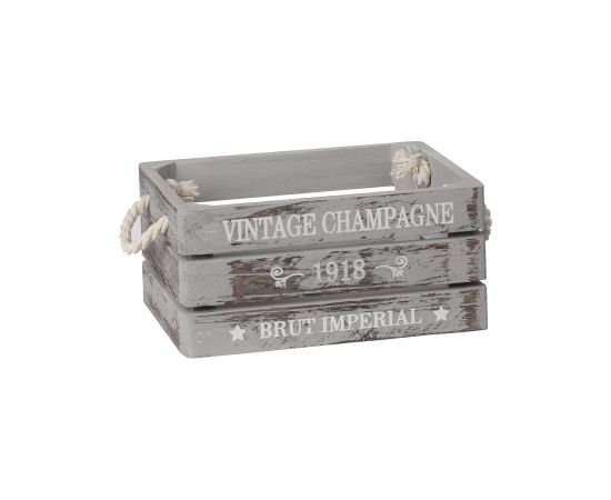Деревянная коробка VINTAGE-3, 23x17xH11см, серый, верёвочные ручки