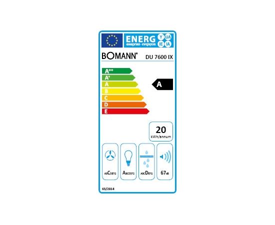 Bomann DU7600 Tvaika nosūcējs Inox 60cm