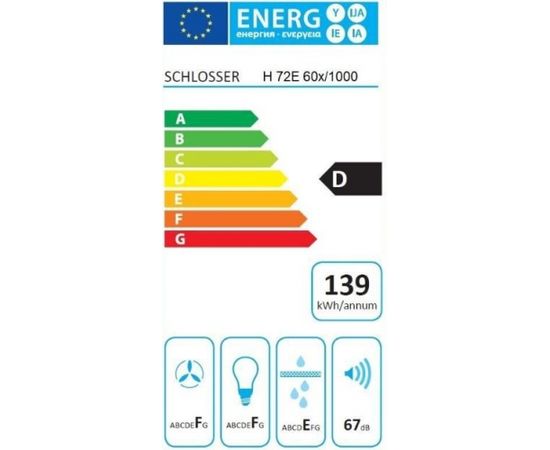 Schlosser H72E90X1000 Tvaika nosūcējs 60cm pie sienas