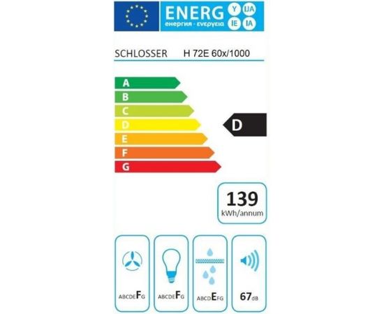 Wall mounted hood Schlosser H72E90X1000