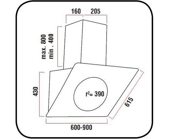 Wall mounted hood Schlosser 3011RD red 60