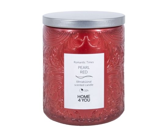Svece stikla burkā ROMANTIC TIMES H9cm, pērļu sarkans Dekoratīvais apgaismojums 