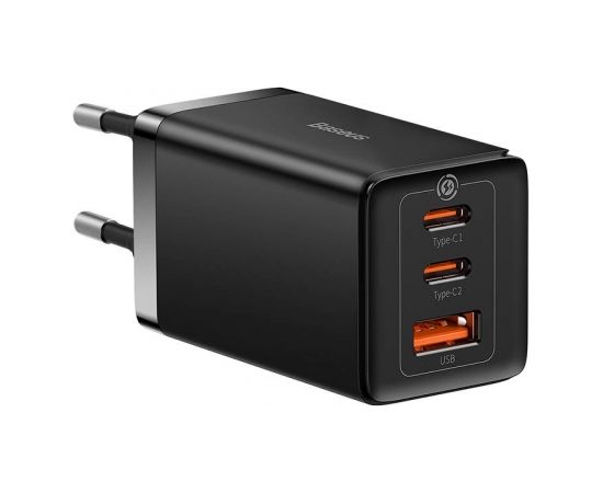 Baseus GaN5 Pro wall charger 2xUSB-C + USB, 65W (black)