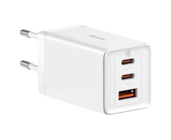 Baseus GaN5 Pro wall charger 2xUSB-C + USB, 65W (white)