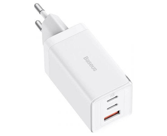 Baseus GaN5 Pro wall charger 2xUSB-C + USB, 65W (white)